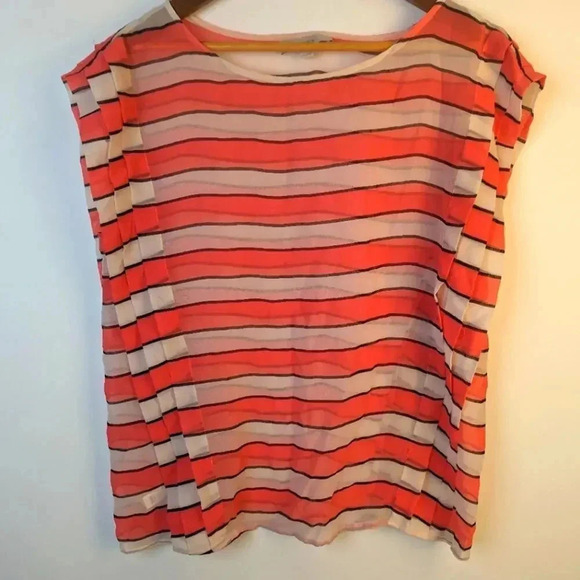 Loft Striped Sheer Top / Large - Picture 1 of 3
